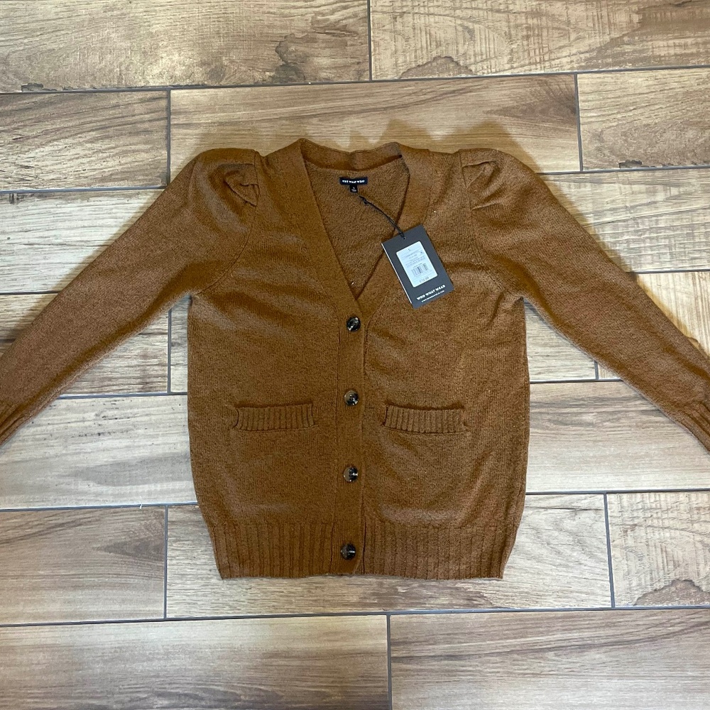 NWT Brown Capped Sleeves Cardigan